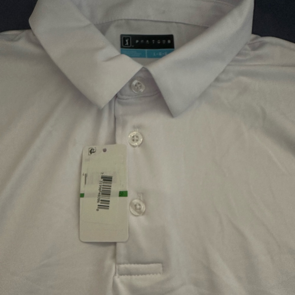 PGA Tour Polo Golf Pro Series Silky White Mens Size LARGE (Warehouse Price)